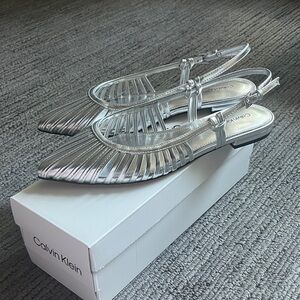 Calvin Klein Metallic Silver Flats